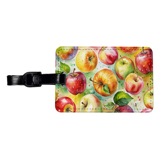 Apples Fruit Watercolor Travel Faux Leather Luggage Tag