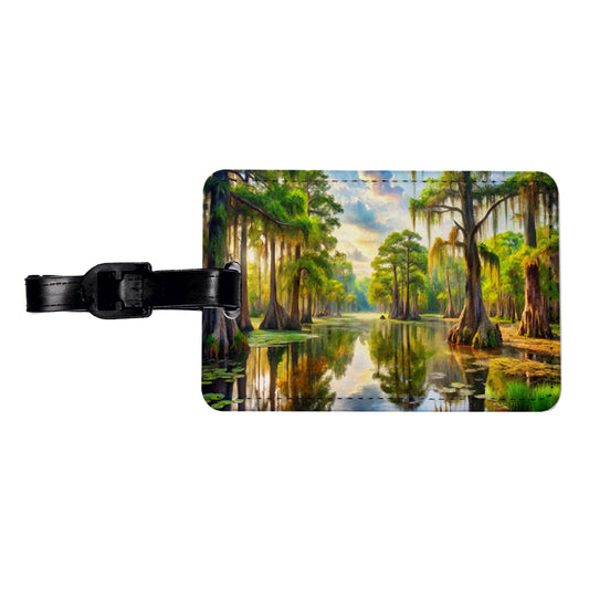 Beautiful Swamp Everglades Watercolor Travel Faux Leather Luggage Tag