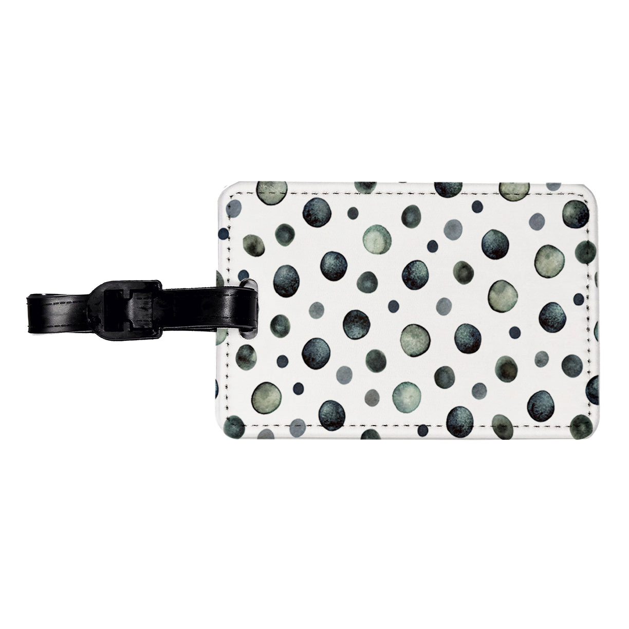 Black Polka Dots Fun White Background Travel Faux Leather Luggage Tag