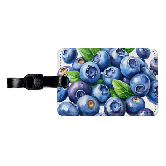Blueberries Fruit Watercolor Travel Faux Leather Luggage Tag