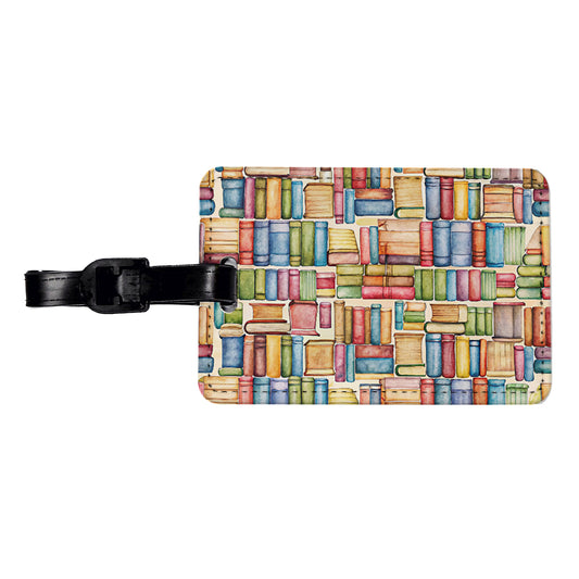 Books Library Reader Reading Travel Faux Leather Luggage Tag
