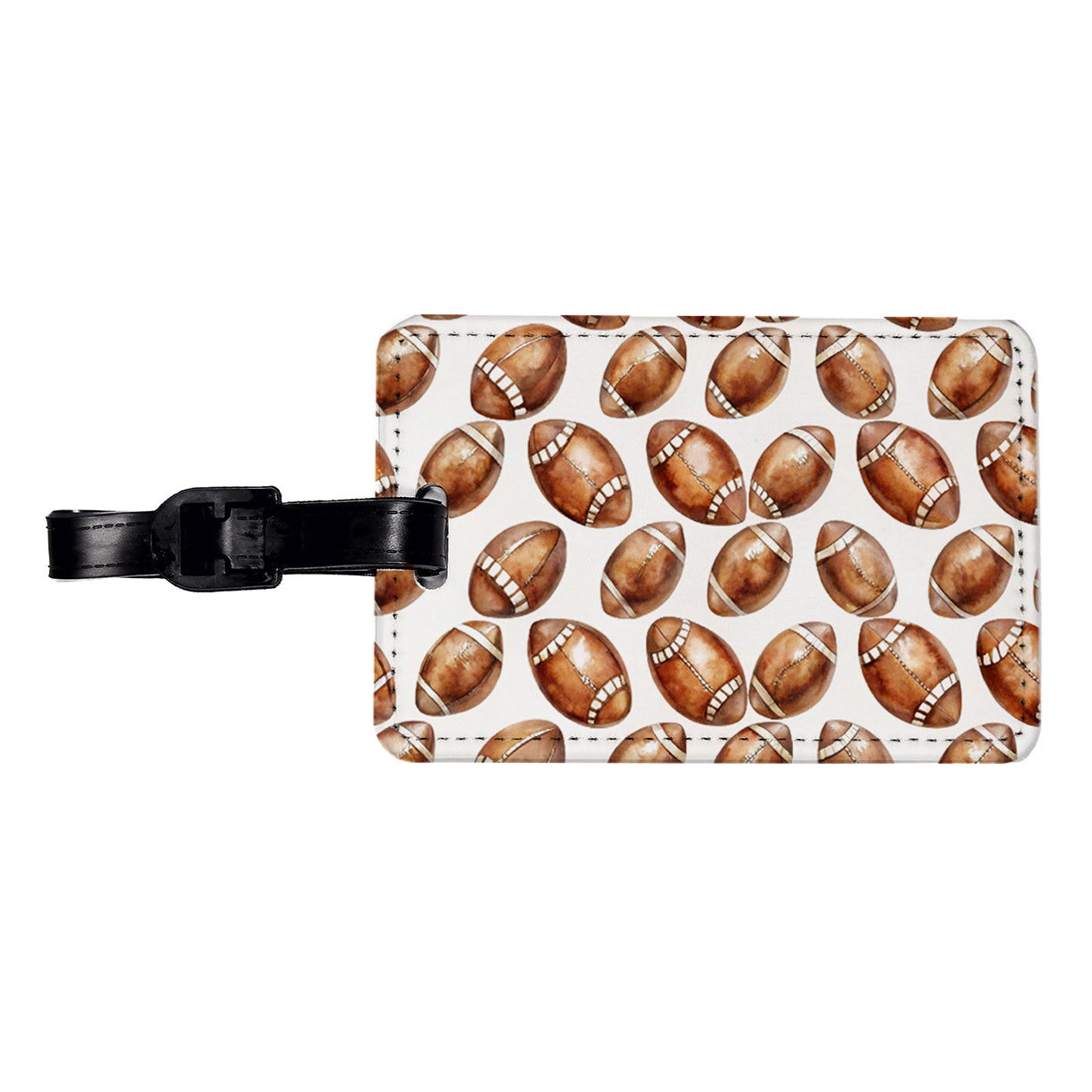 Bunch Of Brown Footballs Travel Faux Leather Luggage Tag