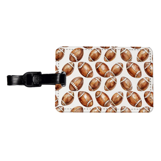 Bunch Of Brown Footballs Travel Faux Leather Luggage Tag