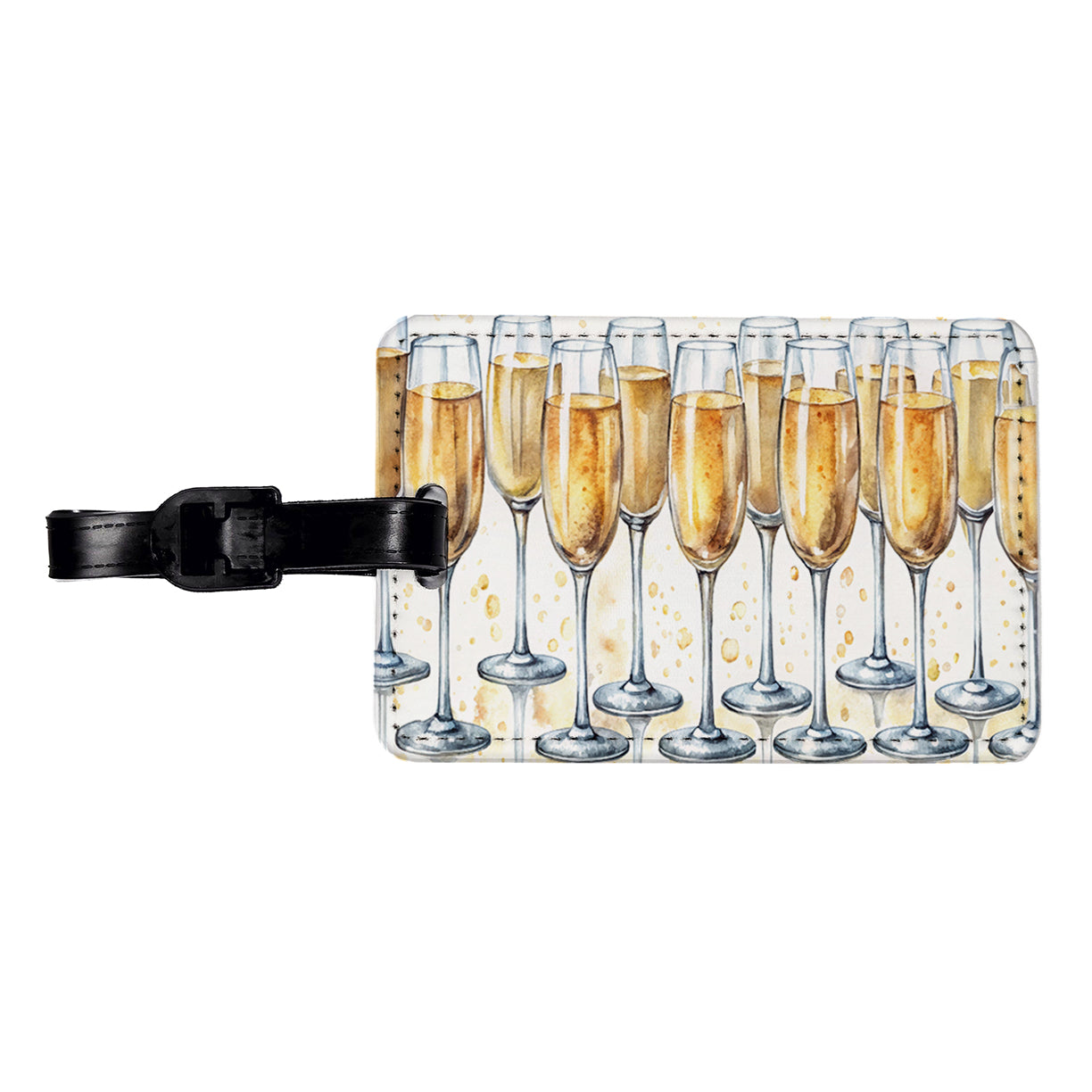 Champagne Glasses Travel Faux Leather Luggage Tag