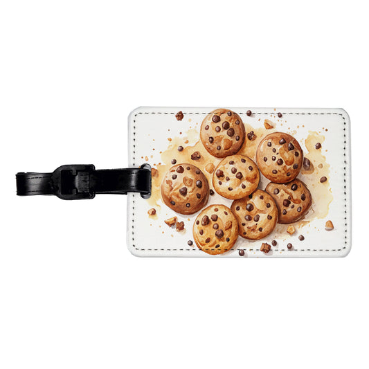 Chocolate Chip Cookies Watercolor Travel Faux Leather Luggage Tag