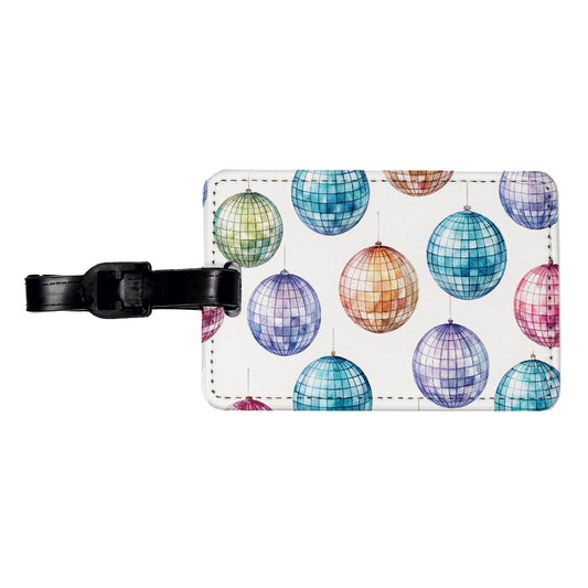 Colorful Disco Balls Travel Faux Leather Luggage Tag