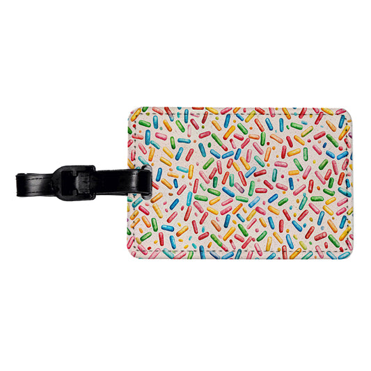 Colorful Sprinkles Ice Cream Donuts Travel Faux Leather Luggage Tag