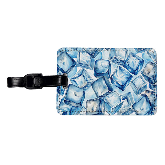 Crushed Ice Cubes Watercolor Travel Faux Leather Luggage Tag