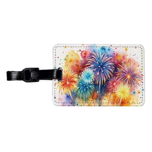 Fireworks Colorful Travel Faux Leather Luggage Tag