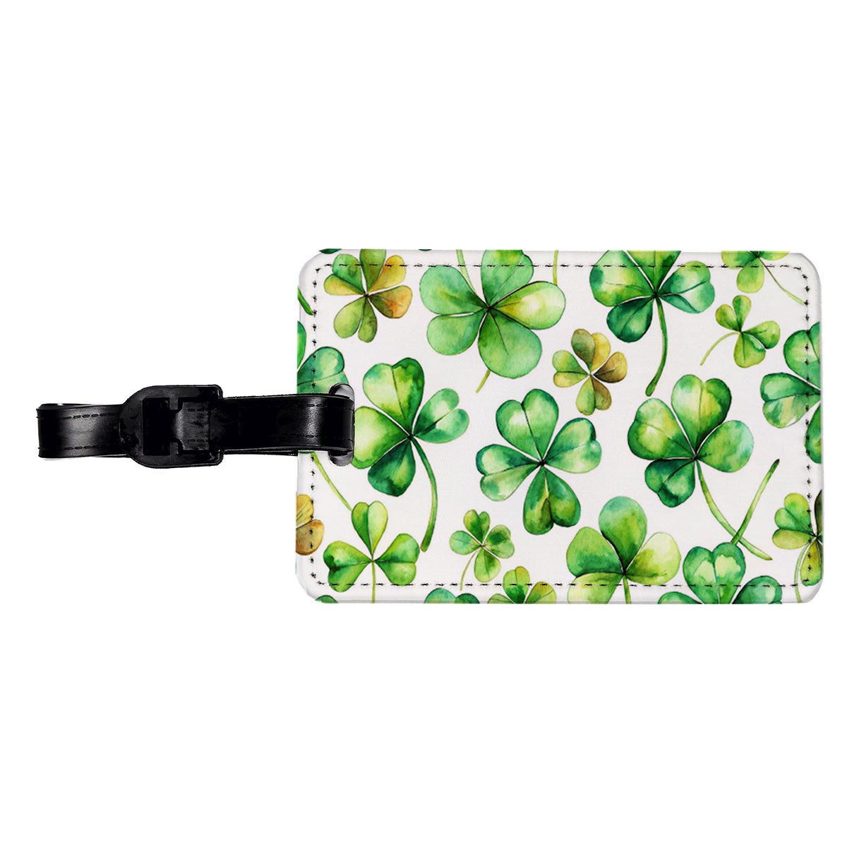 Four Leaf Clovers Ireland St. Patrick's Day Travel Faux Leather Luggage Tag