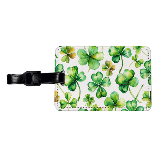 Four Leaf Clovers Ireland St. Patrick's Day Travel Faux Leather Luggage Tag