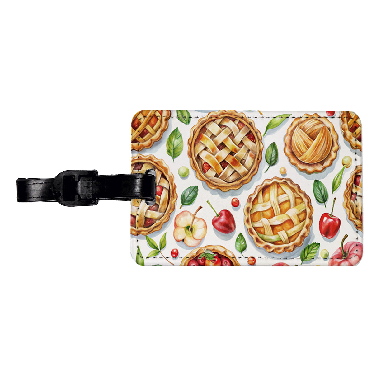 Fruit Pies Apple Cherry Travel Faux Leather Luggage Tag