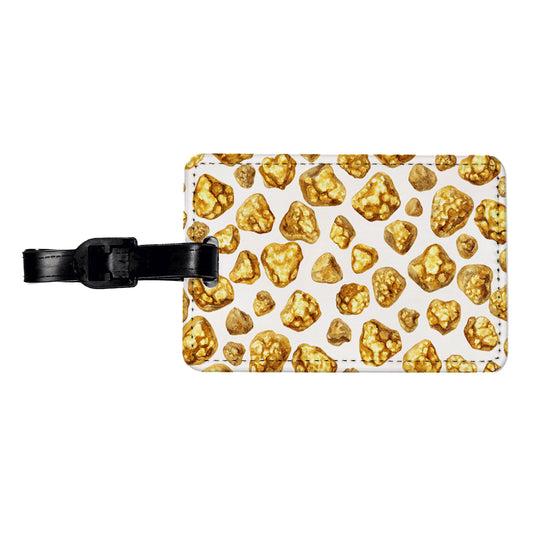Gold Nuggets Pattern Watercolor Travel Faux Leather Luggage Tag