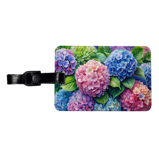 Hydrangeas Colorful Flowers Beautiful Travel Faux Leather Luggage Tag