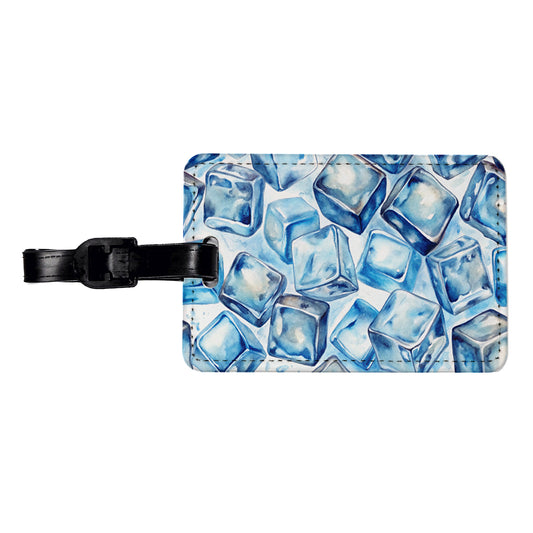Ice Cubes Watercolor Travel Faux Leather Luggage Tag