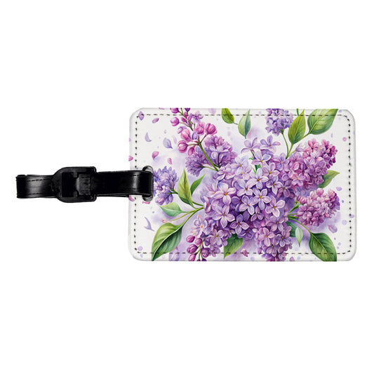 Lilac Flowers Watercolor Travel Faux Leather Luggage Tag