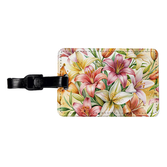 Lilies Lily Flower Watercolor Travel Faux Leather Luggage Tag