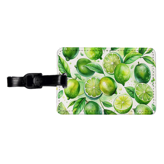 Limes Fruit Watercolor Travel Faux Leather Luggage Tag