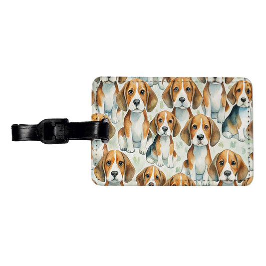 Lots Of Beagles Dogs Cute Travel Faux Leather Luggage Tag