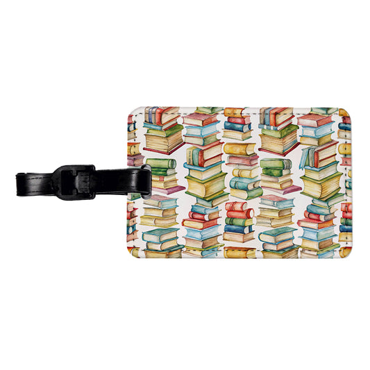 Lots Of Books Library Reading Reader Travel Faux Leather Luggage Tag