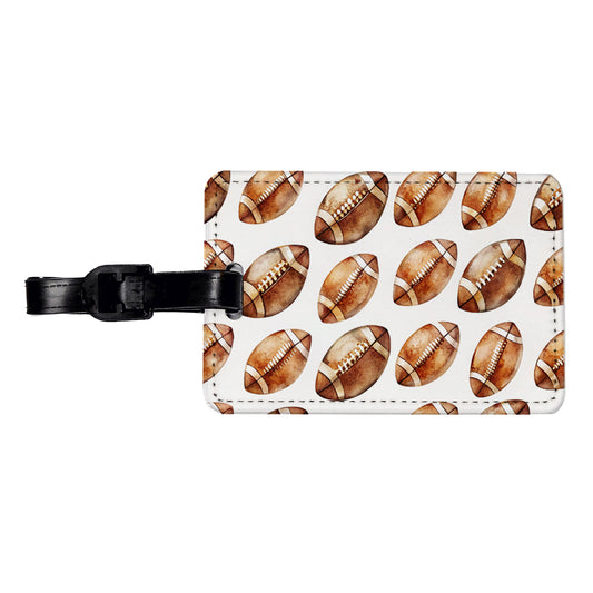 Lots Of Brown Footballs Travel Faux Leather Luggage Tag