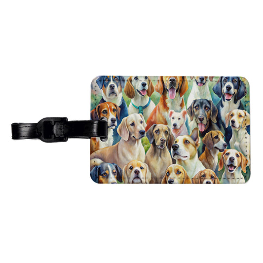 Lots Of Dogs Watercolor Travel Faux Leather Luggage Tag
