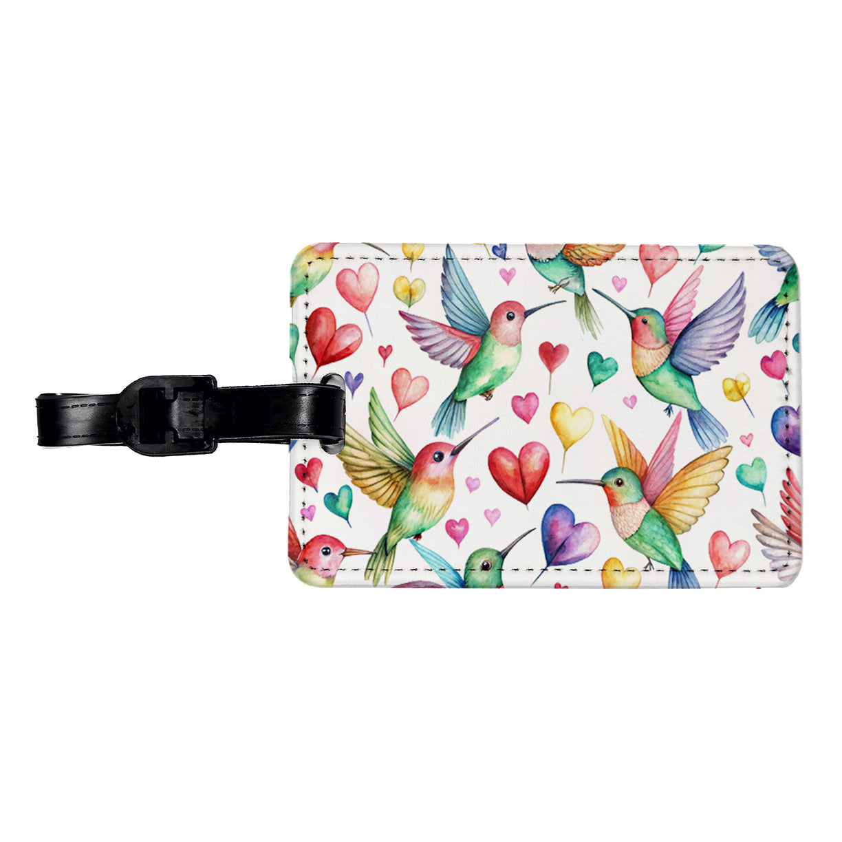 Lots Of Hummingbirds And Hearts Travel Faux Leather Luggage Tag