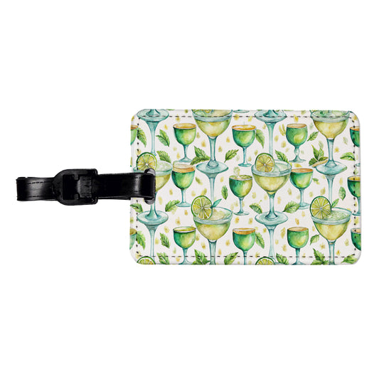 Lots Of Margaritas Alcohol Watercolor Travel Faux Leather Luggage Tag