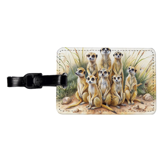 Lots Of Meerkats Watercolor Travel Faux Leather Luggage Tag
