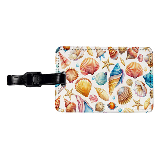Lots Of Shells Beach Ocean Travel Faux Leather Luggage Tag