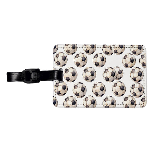 Lots Of Soccer Balls Footballs Travel Faux Leather Luggage Tag