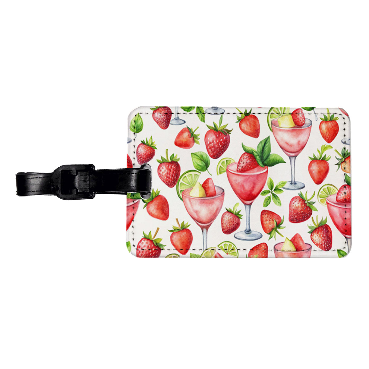 Lots Of Strawberry Daquiris Alcohol Travel Faux Leather Luggage Tag