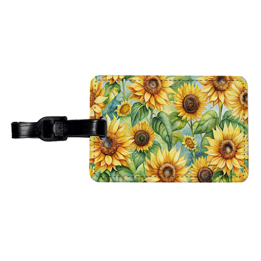 Lots Of Sunflowers Travel Faux Leather Luggage Tag