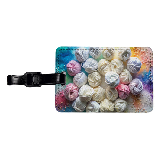 Lots Of Yarn Knitting Crochet Travel Faux Leather Luggage Tag
