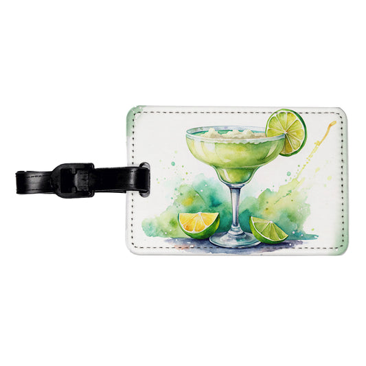 Margarita Green Drink Alcohol Travel Faux Leather Luggage Tag