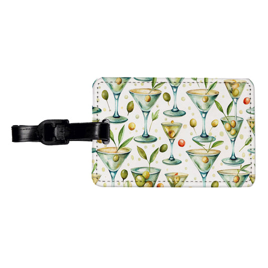 Martinis With Olives Alcohol Travel Faux Leather Luggage Tag