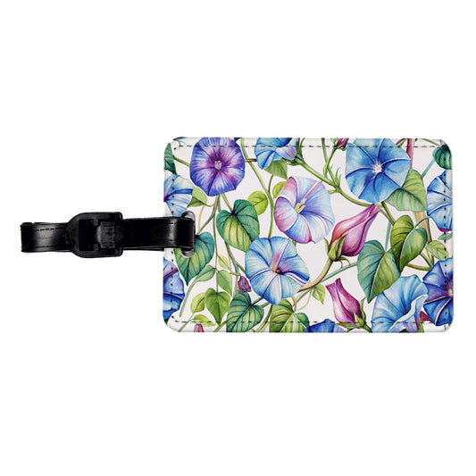 Morning Glories Flowers Watercolor Travel Faux Leather Luggage Tag
