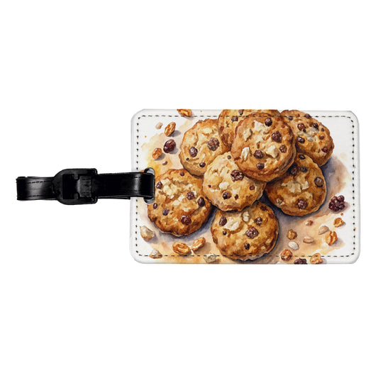 Oatmeal Raisin Cookies Travel Faux Leather Luggage Tag