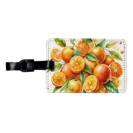 Oranges Fruit Watercolor Travel Faux Leather Luggage Tag