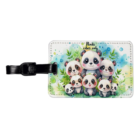 Panda Vibes Only Adorable Travel Faux Leather Luggage Tag