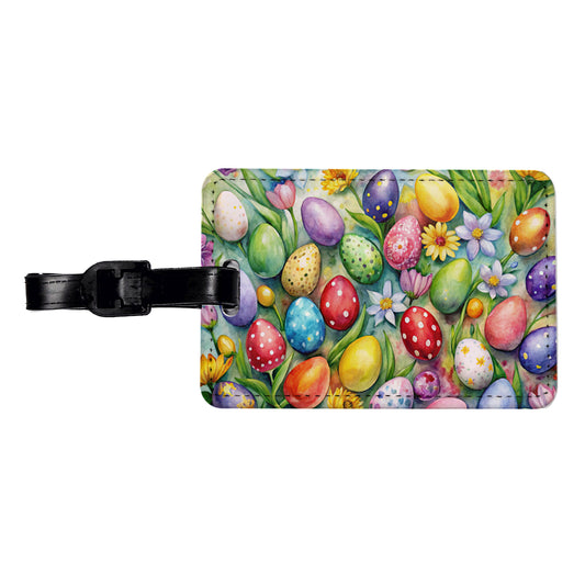 Pretty Easter Eggs Flowers Watercolor Travel Faux Leather Luggage Tag
