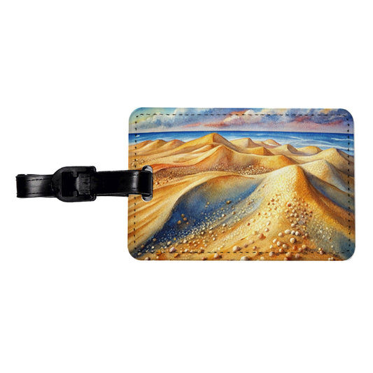 Sandy Desert Mountains Watercolor Travel Faux Leather Luggage Tag