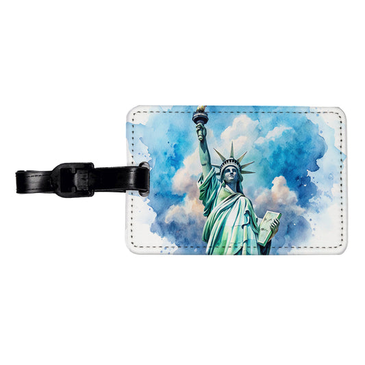 Statue Of Liberty Travel New York Watercolor Travel Faux Leather Luggage Tag