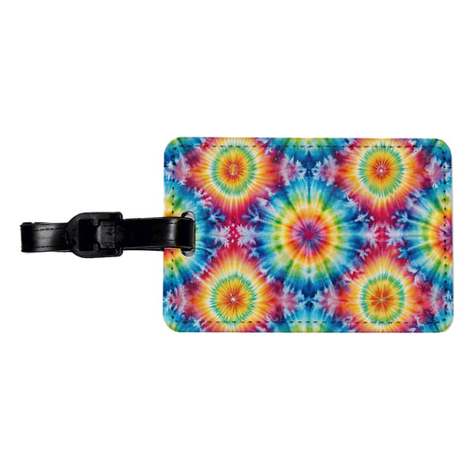 Tie Dye Pattern Fun Watercolor Travel Faux Leather Luggage Tag