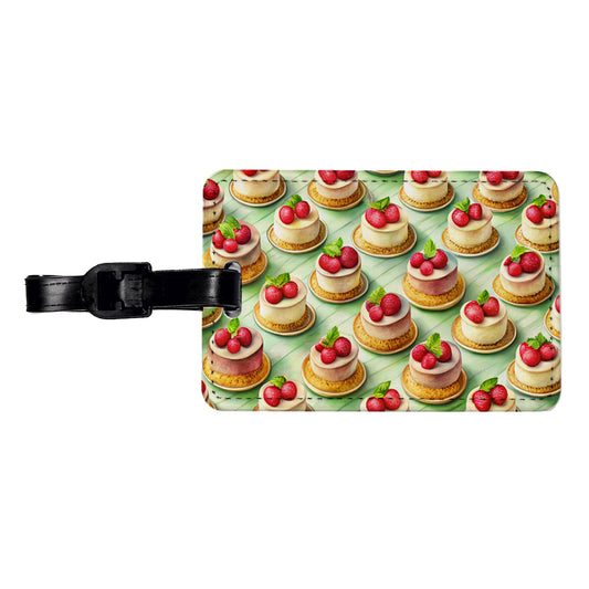 Tiny Cheesecakes On Plates In A Row Travel Faux Leather Luggage Tag