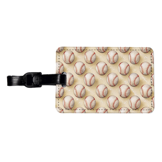 Tiny White Softballs In A Row Travel Faux Leather Luggage Tag