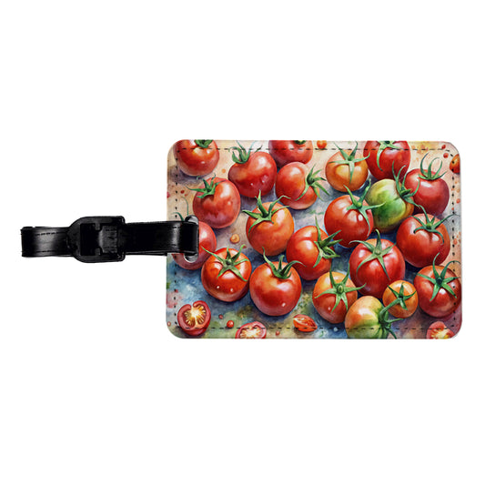 Tomatoes Watercolor Travel Faux Leather Luggage Tag