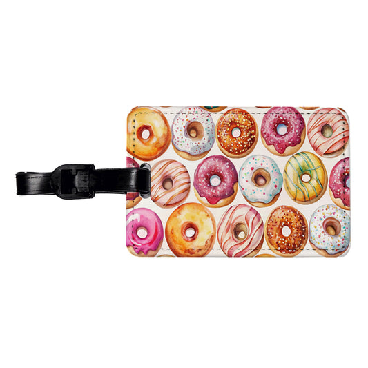 Variety Of Donuts Travel Faux Leather Luggage Tag
