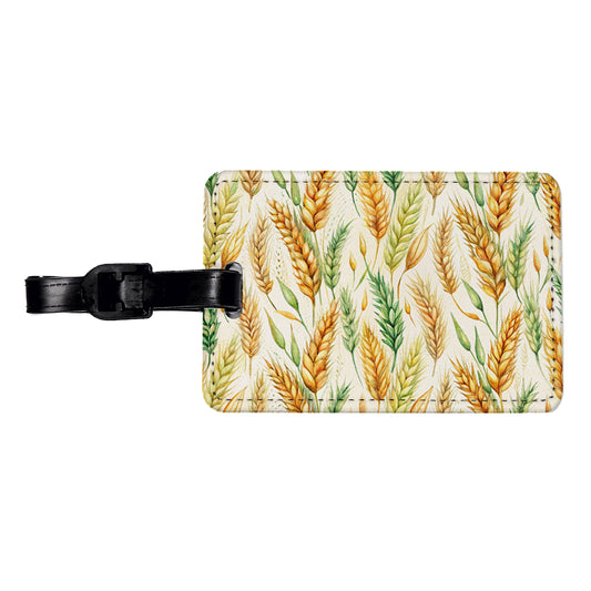 Wheat Watercolor Travel Faux Leather Luggage Tag