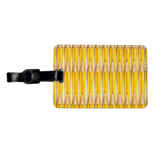 Yellow Pencils Teachers Artist Travel Faux Leather Luggage Tag